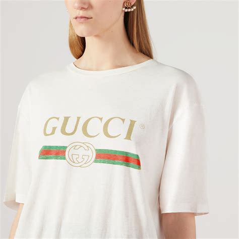 gucci v neck white logo studs tshirt|Gucci t-shirt oversized.